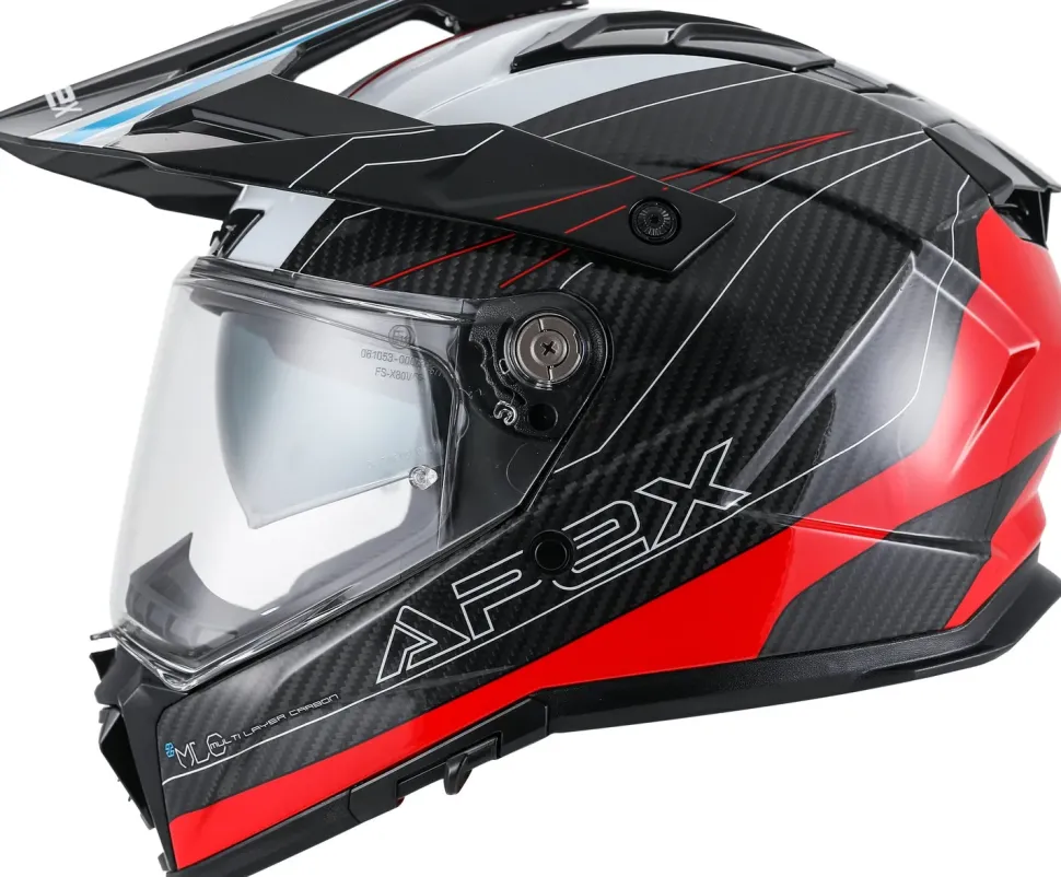 APEX Hjälm AC500 Carbon Sahara vit/röd/blå glansig